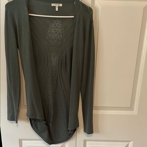 Olive Green Open Front Cardigan